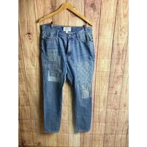 Sun & Stone Abel Patchwork Tapered Straight Leg Jeans 100% Cotton Men's Size 31 - Picture 2 of 10